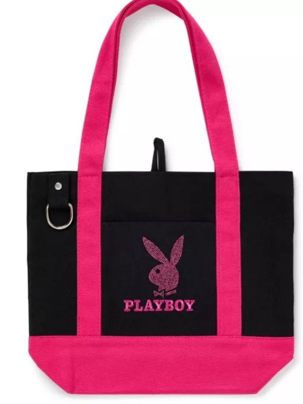 Playboy Rhinestone Bunny Logo Canvas Tote Bag